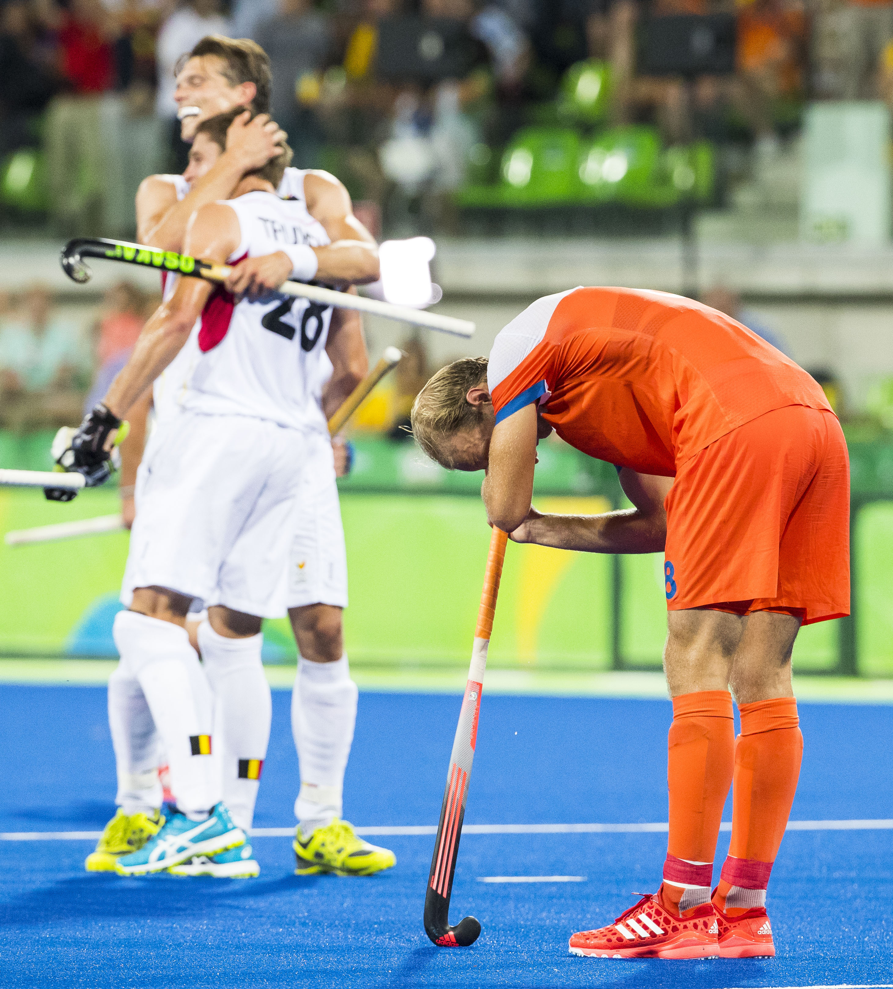 RIO DE JANEIRO - Teleurstelling bij Billy Bakker na de verloren halve finale hockey heren Belgie-Nederland (3-1), tijdens de Olympische Spelen. COPYRIGHT KOEN SUYK