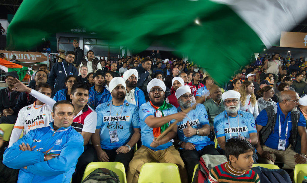 LUCKNOW (India) - Junior World Cup hockey U21 for men . Semi Final AUSTRALIA v INDIA (2-2). India supporters. COPYRIGHT KOEN SUYK