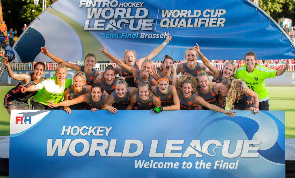 BRUSSEL - Nederlandse dames winnen de finale Nederland-China (2-0) bij de halve finale ronde Hockey World League (dames) . COPYRIGHT KOEN SUYK